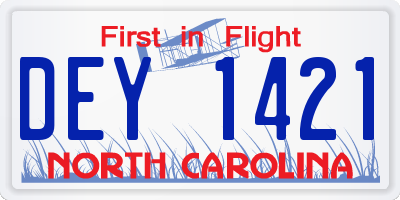 NC license plate DEY1421