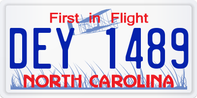 NC license plate DEY1489