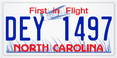 NC license plate DEY1497