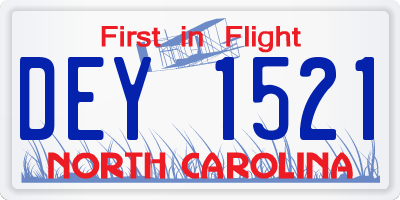 NC license plate DEY1521