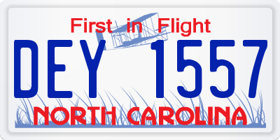 NC license plate DEY1557