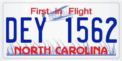 NC license plate DEY1562