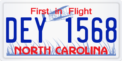 NC license plate DEY1568