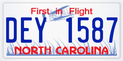 NC license plate DEY1587