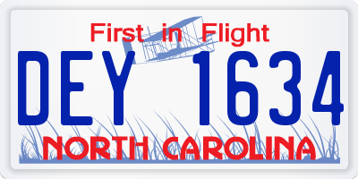 NC license plate DEY1634