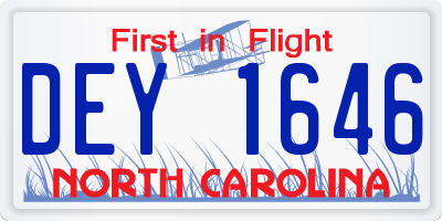 NC license plate DEY1646