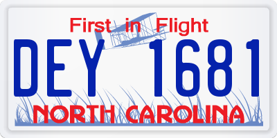 NC license plate DEY1681