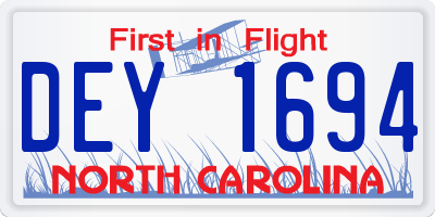 NC license plate DEY1694