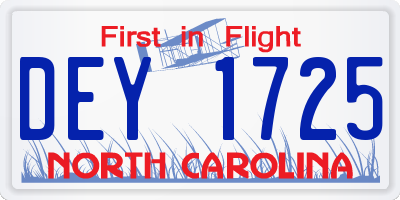 NC license plate DEY1725