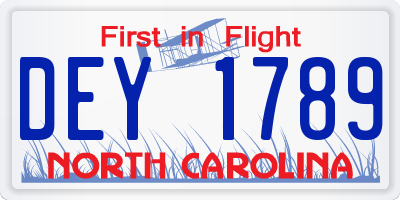 NC license plate DEY1789