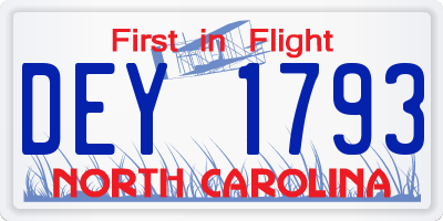 NC license plate DEY1793