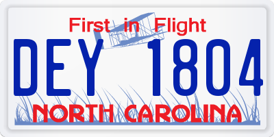 NC license plate DEY1804