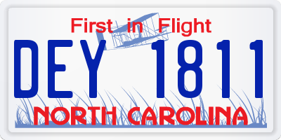NC license plate DEY1811