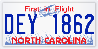 NC license plate DEY1862