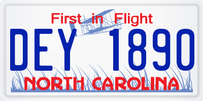 NC license plate DEY1890