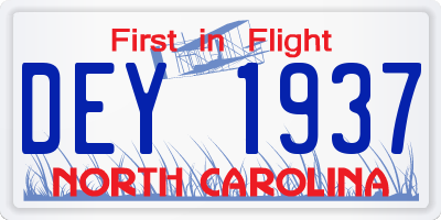 NC license plate DEY1937