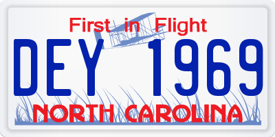NC license plate DEY1969