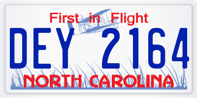 NC license plate DEY2164
