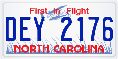 NC license plate DEY2176
