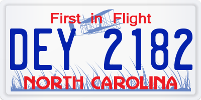 NC license plate DEY2182