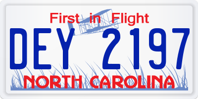 NC license plate DEY2197