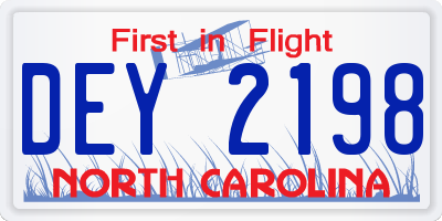 NC license plate DEY2198