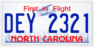NC license plate DEY2321
