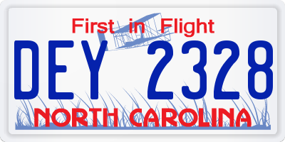 NC license plate DEY2328