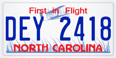 NC license plate DEY2418