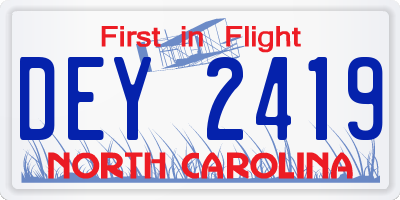 NC license plate DEY2419
