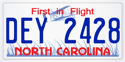 NC license plate DEY2428