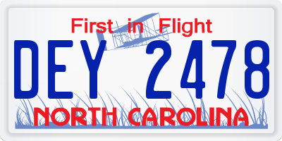 NC license plate DEY2478