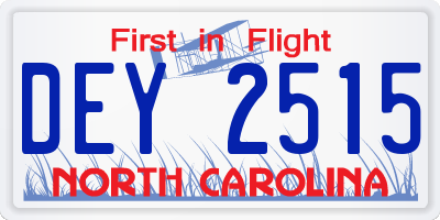 NC license plate DEY2515