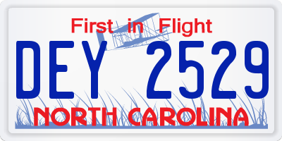 NC license plate DEY2529