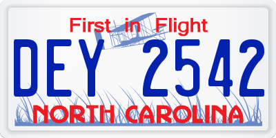 NC license plate DEY2542