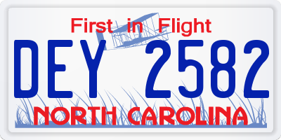 NC license plate DEY2582