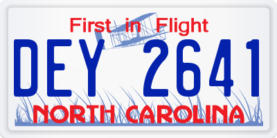 NC license plate DEY2641