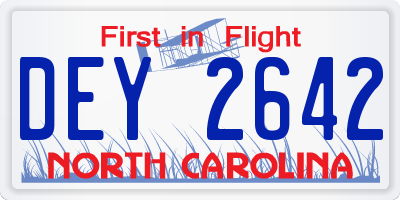 NC license plate DEY2642