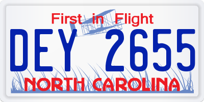NC license plate DEY2655