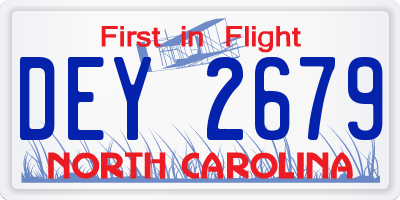 NC license plate DEY2679