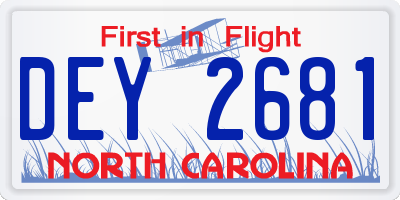 NC license plate DEY2681