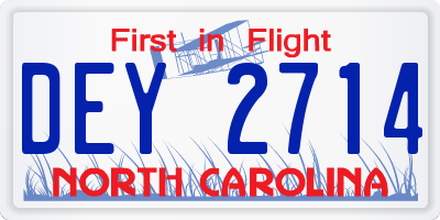 NC license plate DEY2714