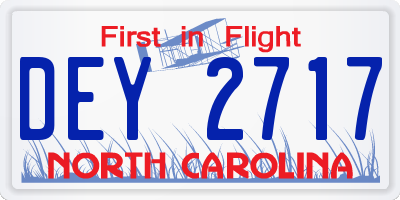 NC license plate DEY2717