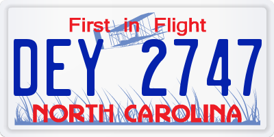 NC license plate DEY2747