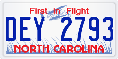 NC license plate DEY2793