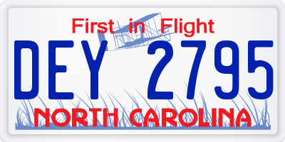 NC license plate DEY2795