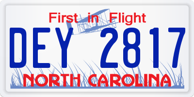 NC license plate DEY2817