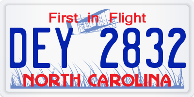NC license plate DEY2832