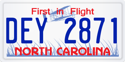 NC license plate DEY2871
