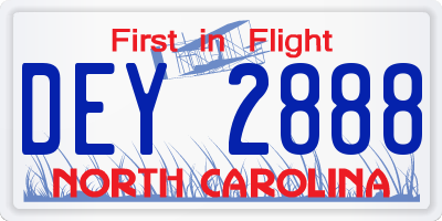 NC license plate DEY2888